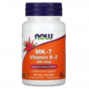 Now Foods, MK-7, вітамін K2, 100 мкг, 60 вегетаріанських капсул
